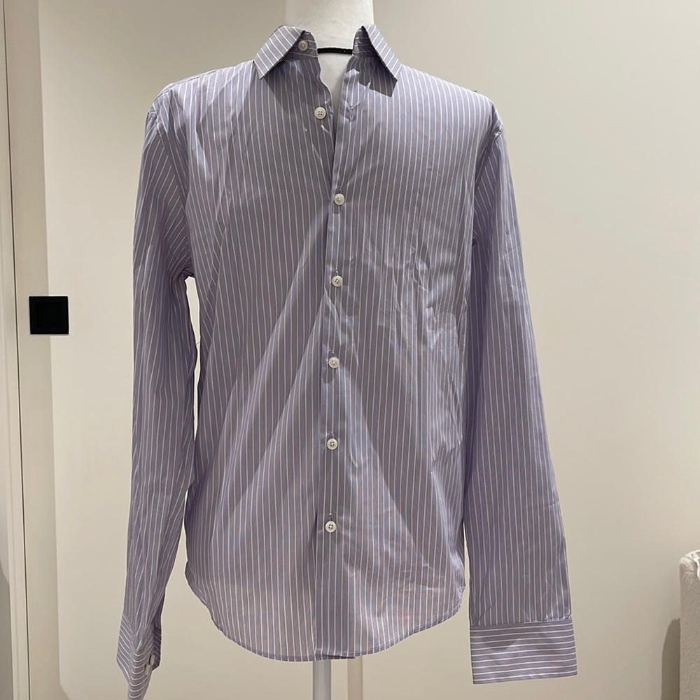 Theory Lavender Pin Striped Collared Long Sleeve Dress Shirt Size S